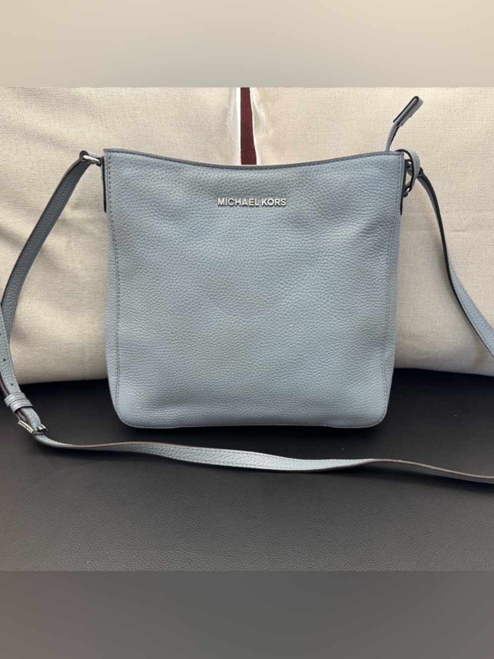 MICHAEL KORS Powder Blue Pebbled Leather Crossbody